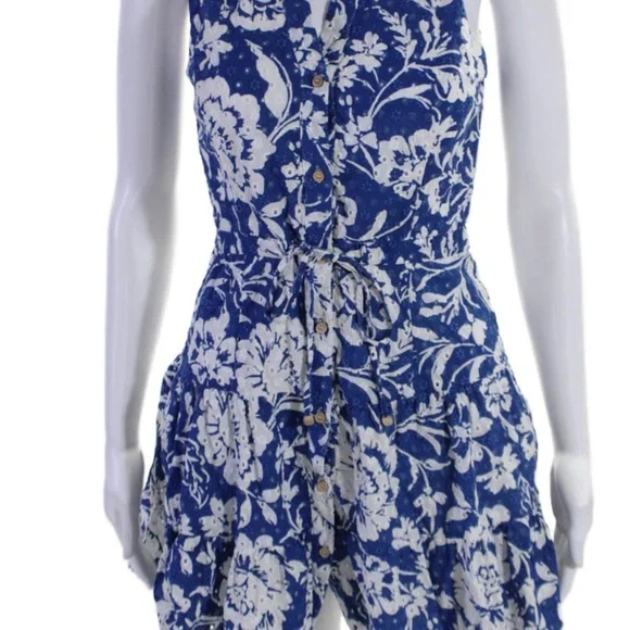 Zara Blue and White Pleated Smocked Sundress - Picture 1 of 8